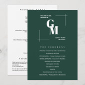 Moderne schick Smarald Green Monogram QR Code Hoch Programm (Vorne/Hinten)