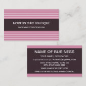 Moderne, schick und rosa Streifen Mode Boutique Visitenkarte (Vorne/Hinten)