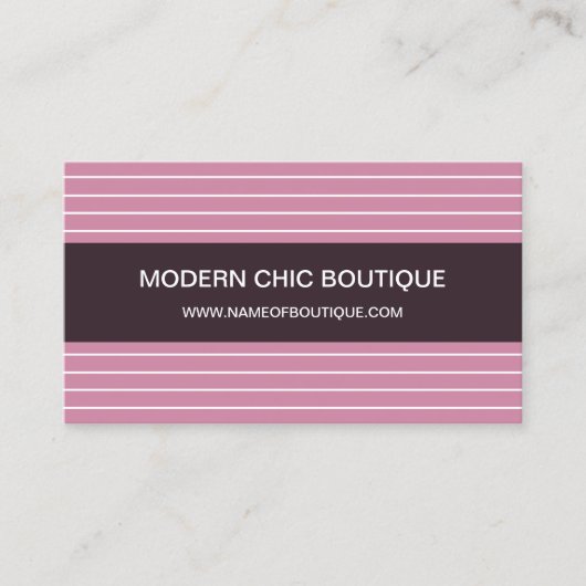 Moderne, schick und rosa Streifen Mode Boutique Visitenkarte (Vorderseite)