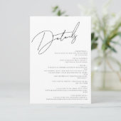 Moderne schick White & Black Scripts Wedding Begleitkarte (Stehend Vorderseite)