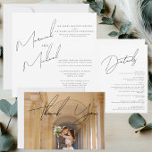 Moderne schick White & Black Scripts Wedding Einladung