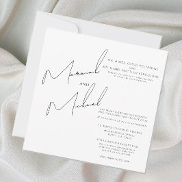 Moderne schick White & Black Scripts Wedding Einladung