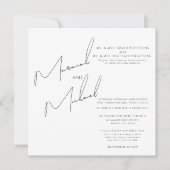 Moderne schick White & Black Scripts Wedding Einladung (Vorderseite)