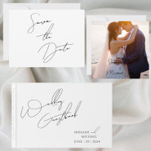 Moderne schick White & Black Scripts Wedding