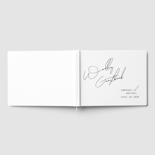 Moderne schick White & Black Scripts Wedding Gästebuch (Voll)