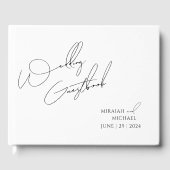 Moderne schick White & Black Scripts Wedding Gästebuch (Vorderseite)