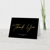 Moderne schicke Black Wedding Gold Foil Danke Kart (Vorderseite)
