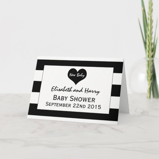 Moderne schicke Black & White Baby Dusche Einladun Einladung (Vorderseite)