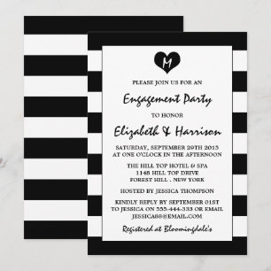 Moderne schicke Black & White Engagement Party Einladung