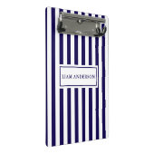 Moderne schicke, blaue und weiße vertikale Streife Mini Klemmbrett (Schrägansicht)