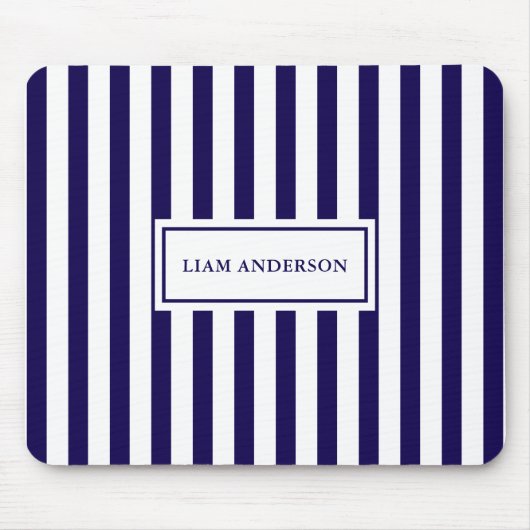 Moderne schicke, blaue und weiße vertikale Streife Mousepad (Vorne)