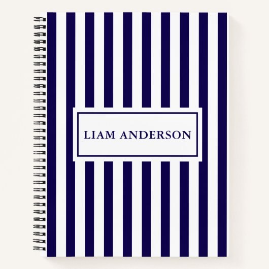 Moderne schicke, blaue und weiße vertikale Streife Notizblock (Vorderseite)