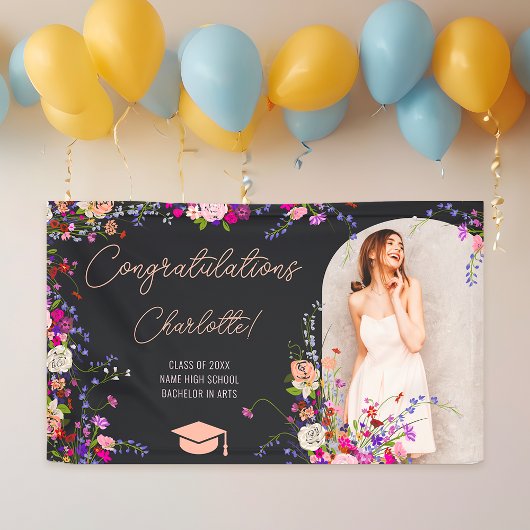 Moderne schicke Blume Drehbuch Foto Abschluss Banner