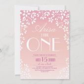 Moderne schicke Blume Foto 1. Geburtstag : SAKURA Einladung (Rückseite)