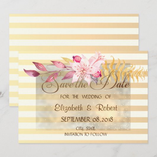 Moderne, schicke Blume Save the Date (Vorne/Hinten)