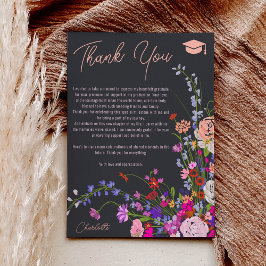 Moderne schicke Blume schreiben dunklen Abschluss Dankeskarte