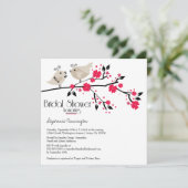 Moderne, schicke Blumenvögel Braun Dusche Einladun Einladung (Stehend Vorderseite)