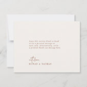 Moderne schicke Boho Cream Flat Wedding Dankeskarte (Rückseite)