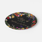 Moderne schicke boho Wildblumen Abschluss Pappteller (Schrägansicht)