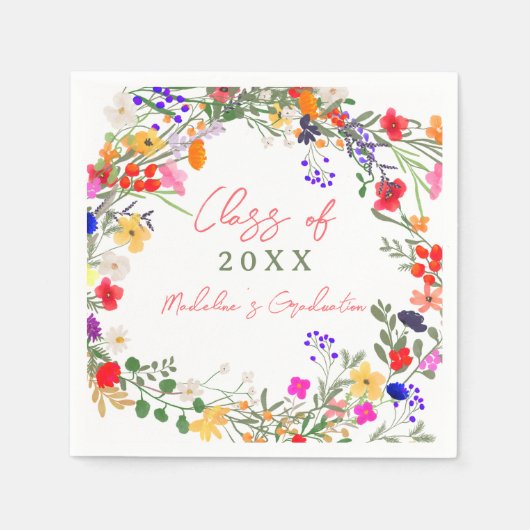 Moderne schicke boho Wildblumen Abschluss Serviette (Vorderseite)