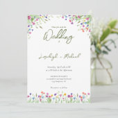 Moderne schicke boho Wildblumen Hochzeit Einladung (Stehend Vorderseite)