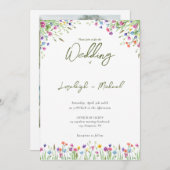 Moderne schicke boho Wildblumen Hochzeit Einladung (Vorne/Hinten)