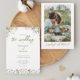 Moderne schicke boho Wildblumen Hochzeit Einladung