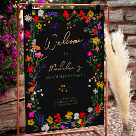Moderne schicke boho wilde Blume Abschluss Empfang Poster