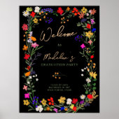 Moderne schicke boho wilde Blume Abschluss Empfang Poster (Vorne)