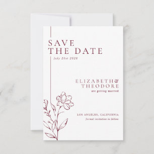 Moderne Schicke Burgunder Elegante Hochzeit Save The Date