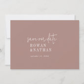 Moderne schicke Cinnamon Pink Hochzeit Save The Date (Vorderseite)