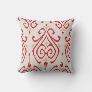 Moderne, schicke, dekorative rote gold beige ikat kissen