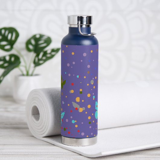 Moderne schicke Docks & Butterfly Lila Trinkflasche (Yoga)