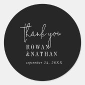 Moderne schicke dunkle Schwarz Danke Stickers (Vorderseite)