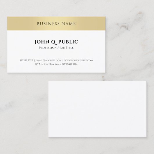 Moderne schicke Elegant Gold Look Einfache Vorlage Visitenkarte (Vorne/Hinten)