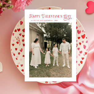 Moderne Schicke Familienfoto Frohen Valentinstag Feiertagskarte