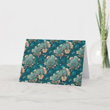 Moderne, schicke, florale Aquamarin- & Bronze-Falt