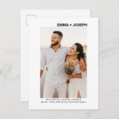 Moderne schicke Foto-Hochzeitkarte Ankündigungspostkarte (Vorne/Hinten)