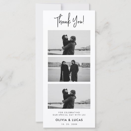 Moderne schicke Foto Strip Wedding Vielen Dank (Vorderseite)