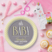 Moderne schicke gelbe Babydusche Pappteller (Party)