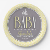 Moderne schicke gelbe Babydusche Pappteller (Vorderseite)