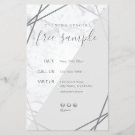 Moderne schicke geometrische Marmorplatte Silver 5 Flyer