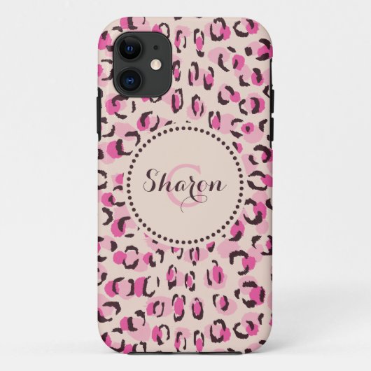 Moderne schicke Gepard-Druck-Muster-Monogramm Case-Mate iPhone Hülle (Rückseite)
