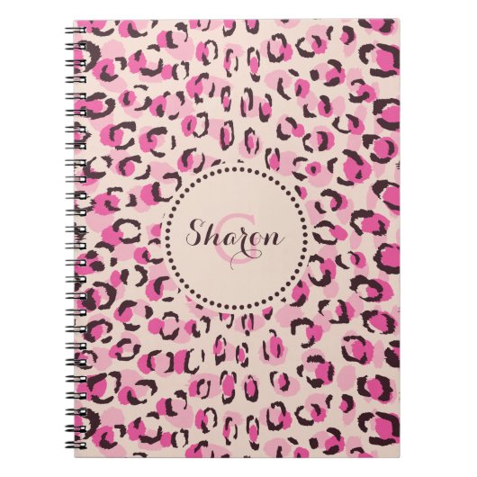 Moderne schicke Gepard-Druck-Muster-Monogramm Notizblock (Vorderseite)