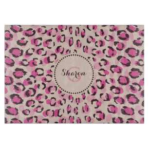 Moderne schicke Gepard-Druck-Muster-Monogramm Schneidebrett