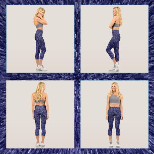 Moderne, schicke Gestaltung in Dunkelblau, Glitter Capri Leggings