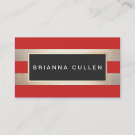 Moderne, schicke gestreifte IMITATE Gold Foil Red Visitenkarte