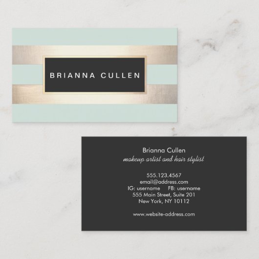 Moderne, schicke gestreifte IMITATE Goldfolie und Visitenkarte (Vorne/Hinten)