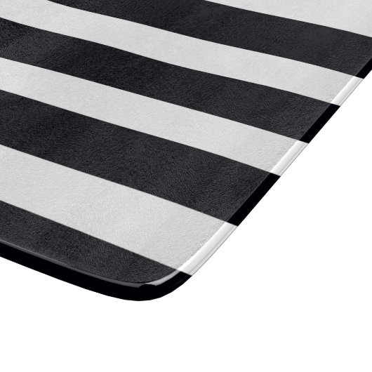 Moderne, schicke Girly Schwarz-weiß gestreift Schneidebrett (Ecke)