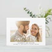 Moderne schicke Glitzer elegante Goldhochzeit Foto Save The Date (Stehend Vorderseite)